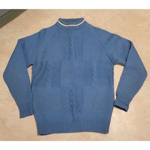 VTG 70s 80s Matt Andrews Blue Cable Knit 100% Virgin Wool Size M Medium